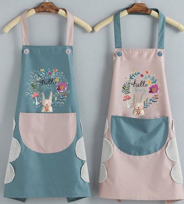 Uniquebe Premium Waterproof Kitchen Apron-Cute Bunny Print | Adjustable Cooking Apron with Pocket